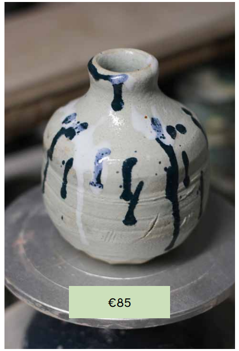 Barrow Arts -Medium white blue splatter vase AV1