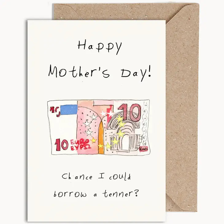 Weird Watercolours Card - "Happy Mothers Day Can I Borrow a Tenner"