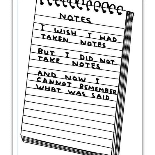 David Shrigley A6 Notebook Wish I'd Taken Notes
