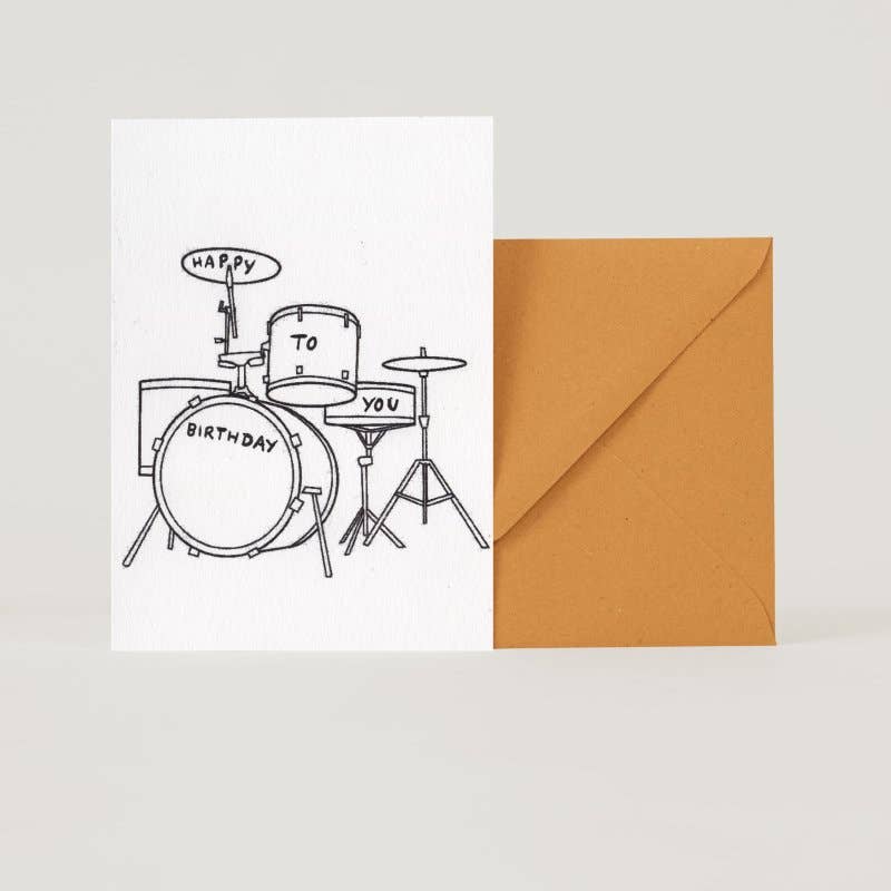 Happy Birthday Drums Folding Card