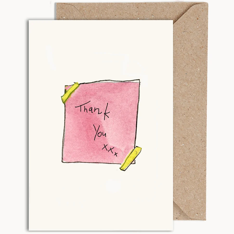 Weird Watercolours Card - "Post It Note Thank You”