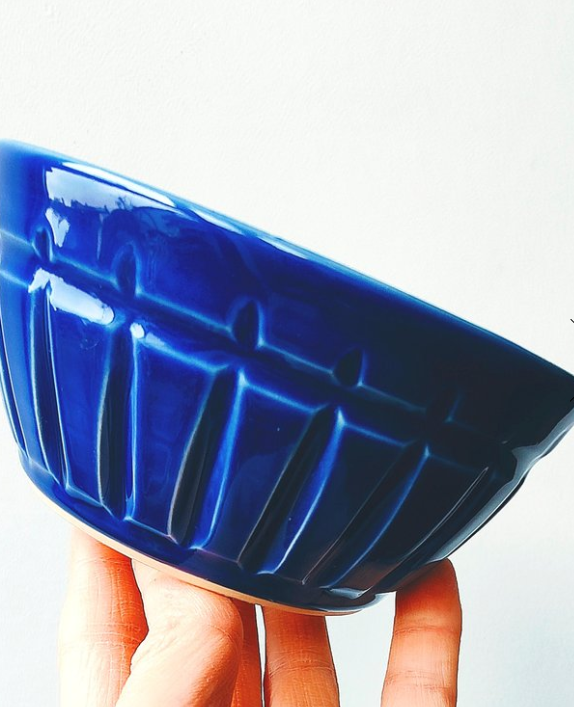 Gillybean Pottery - Blue Carved Bowl