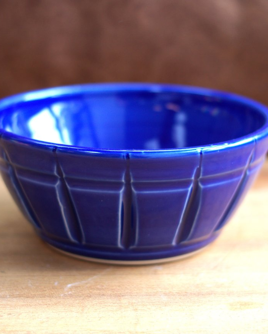 Gillybean Pottery - Blue Carved Bowl