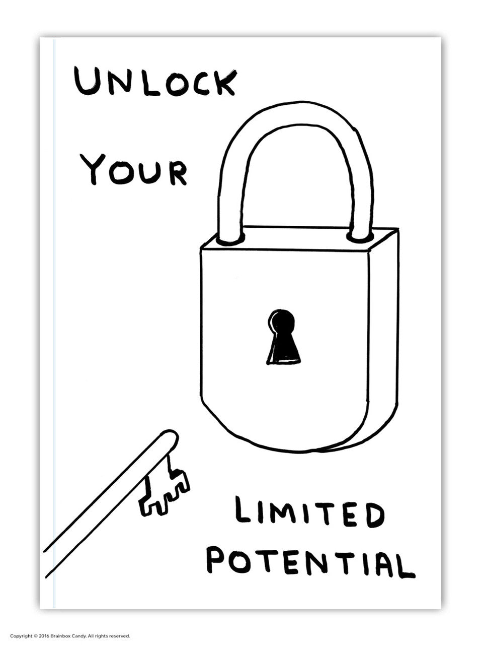 David Shrigley: "Unlock Your Limited Potential" A6 Notebook