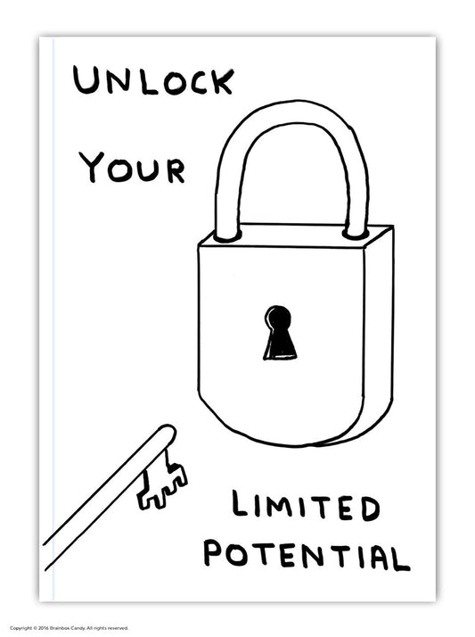 David Shrigley: "Unlock Your Limited Potential" A6 Notebook