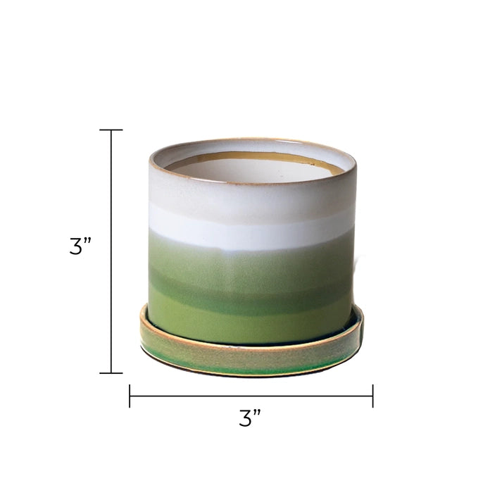 Minute - Glazed Modern Ceramic Pot with Saucer