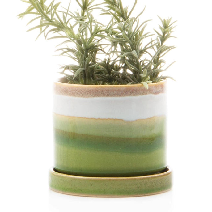 Minute - Glazed Modern Ceramic Pot with Saucer