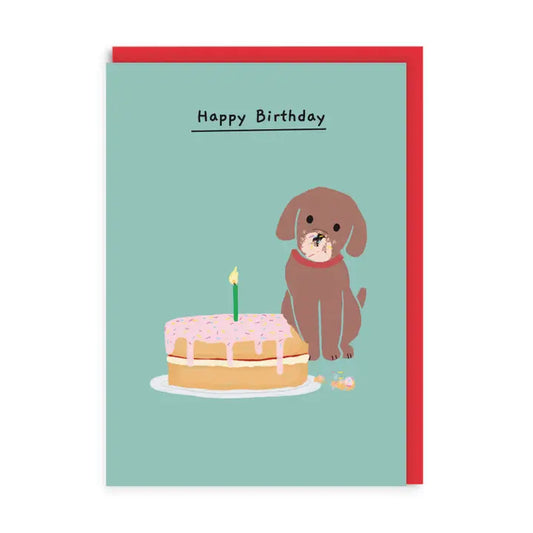 Ohh Deer card: Happy Birthday Dog - Pat with Cake