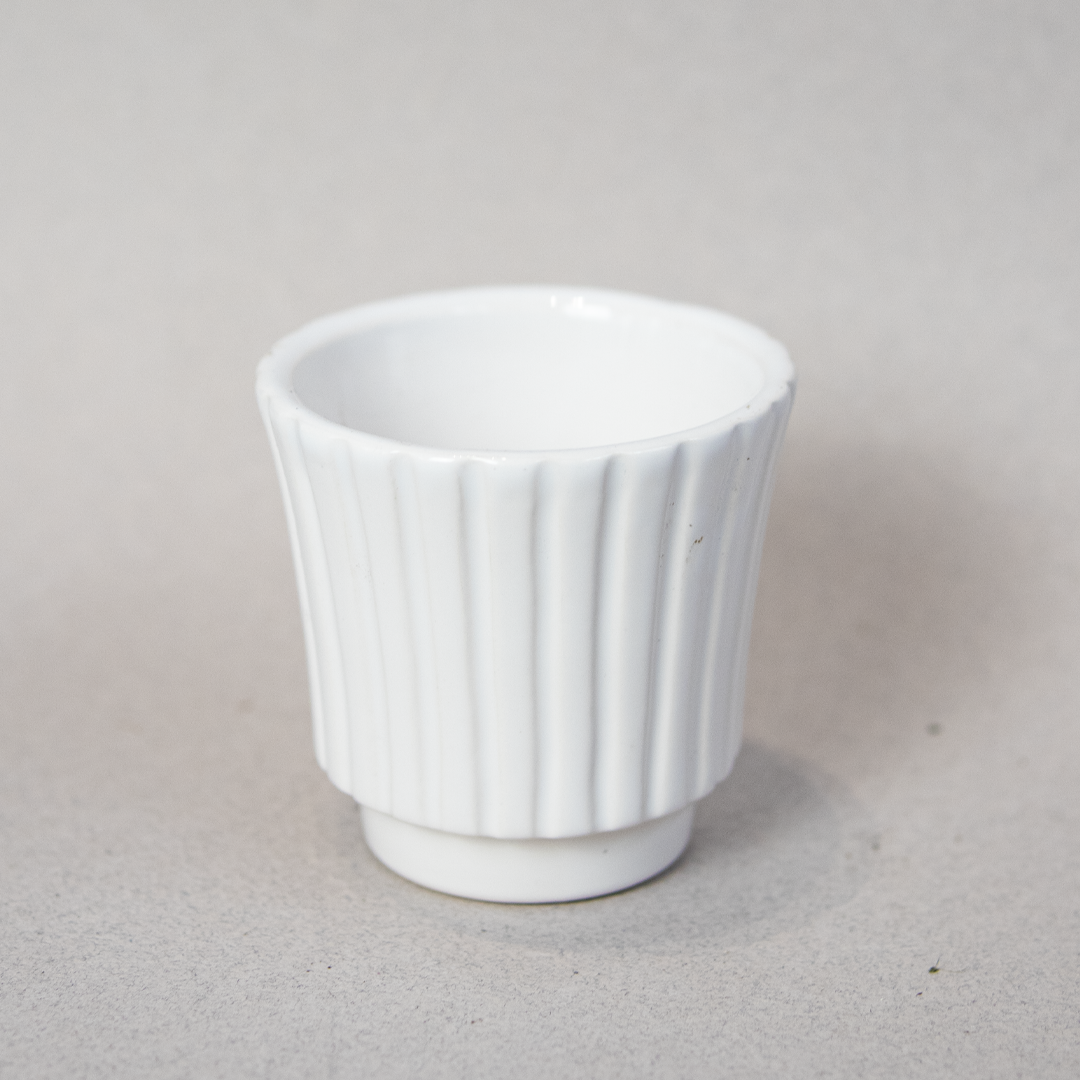 Small White Retro Jar - Plant Pot