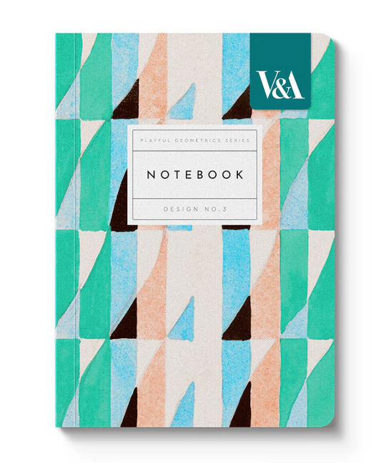 V&A Playful Geometrics Turquoise Prism Premium Paperback Notebook (A6) No 3