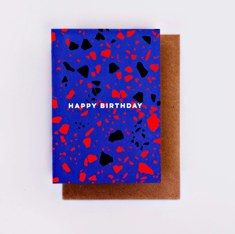 Completist Card: Happy Birthday Blue Terrazzo