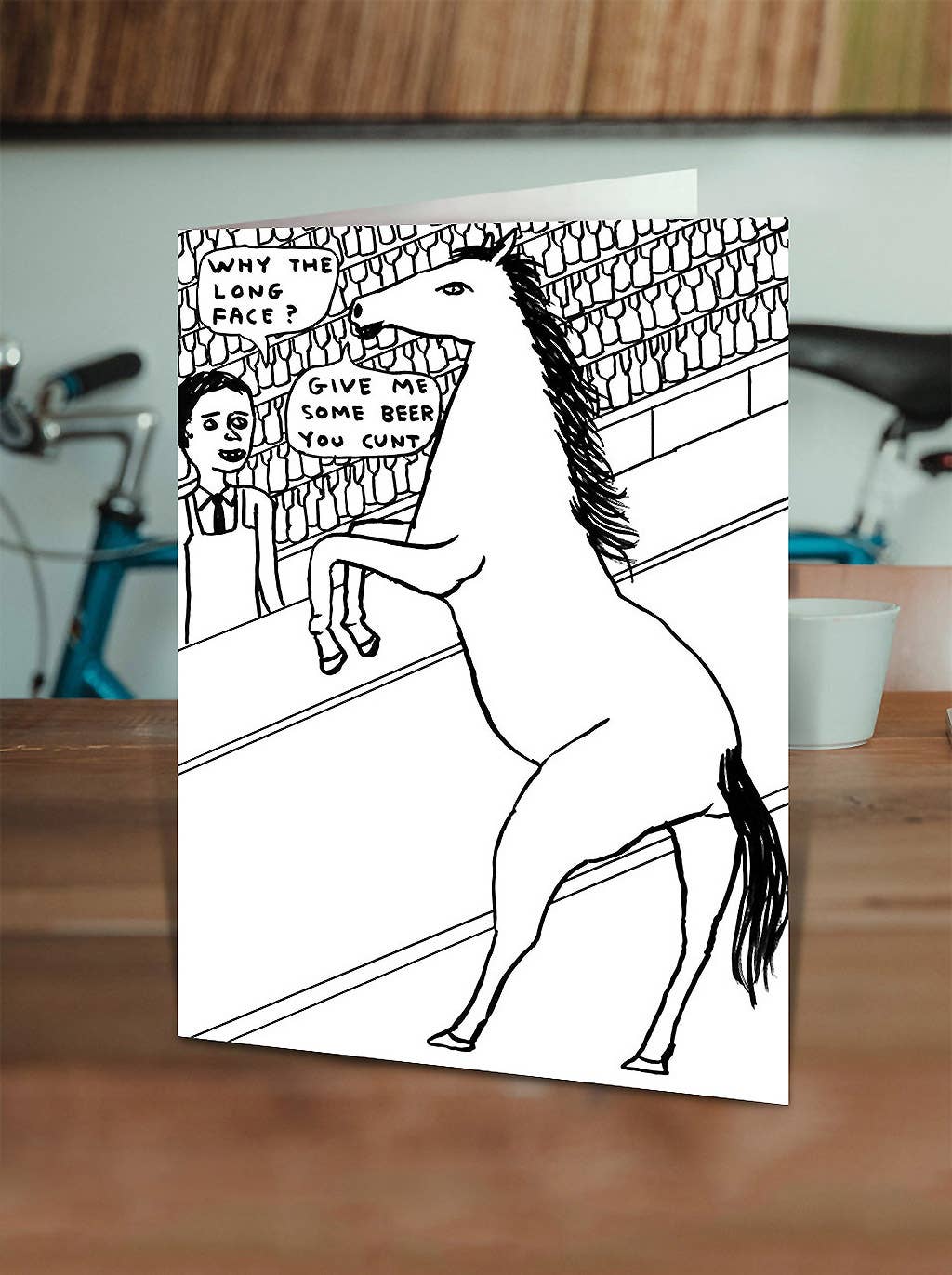 Funny Greetings Card By David Shrigley - Why Long Face