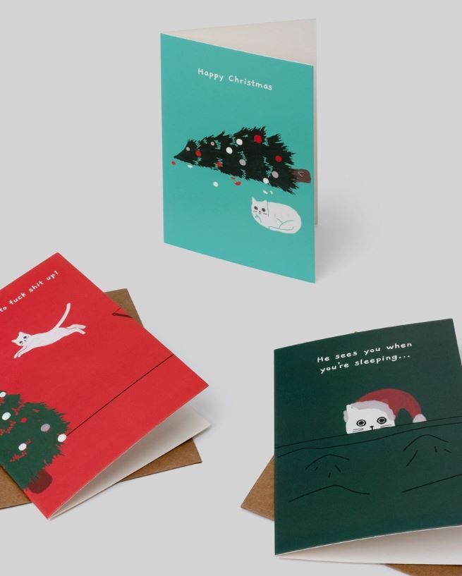 Ohh Deer: Ken the Cat Christmas Card Set - Pack of 12