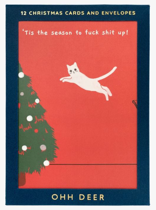 Ohh Deer: Ken the Cat Christmas Card Set - Pack of 12