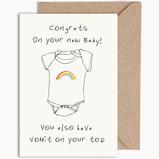 Weird Watercolours Card - "Congrats on your new baby!'