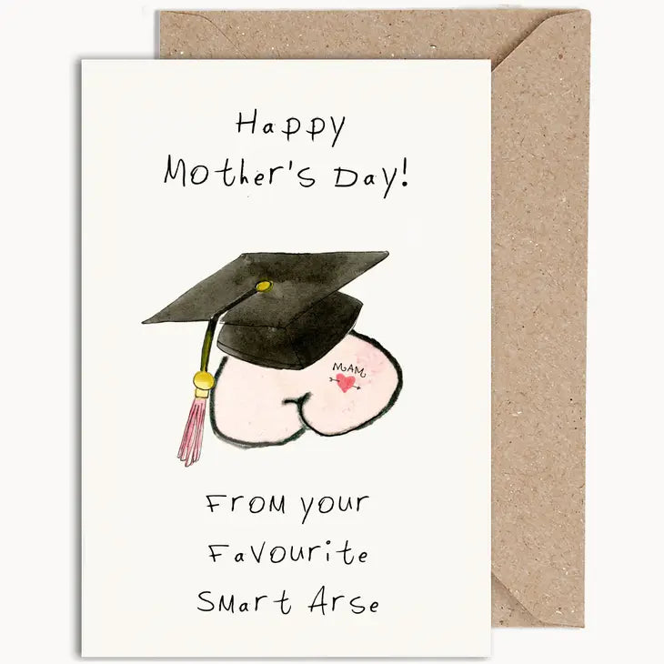 Weird Watercolours Card - "Happy Mothers Day From Your favourite Smart Arse"