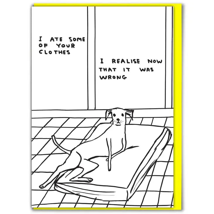 Card - David Shrigley - ''Ate your Clothes''