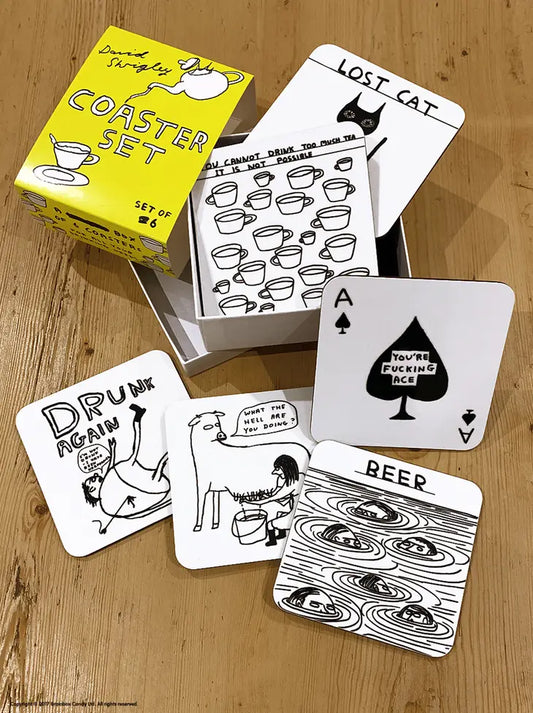 David Shrigley: Coaster Set of 6 Mixed Designs